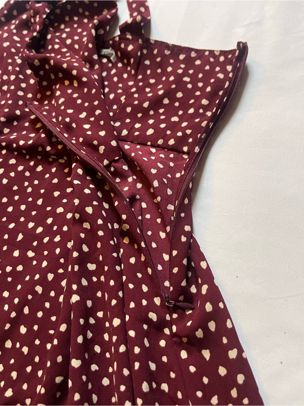 Kimchi Blue Burgundy Polka Dot Midi Dress - Picture 5 of 12